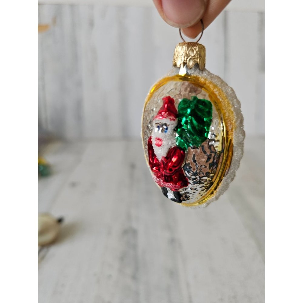 Vintage West Germany Santa egg glass ornament mercury unique Xmas tree‎